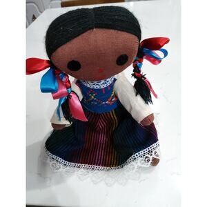 Vintage handmade Mexican ragdoll 10 in beautiful and vibrant colors